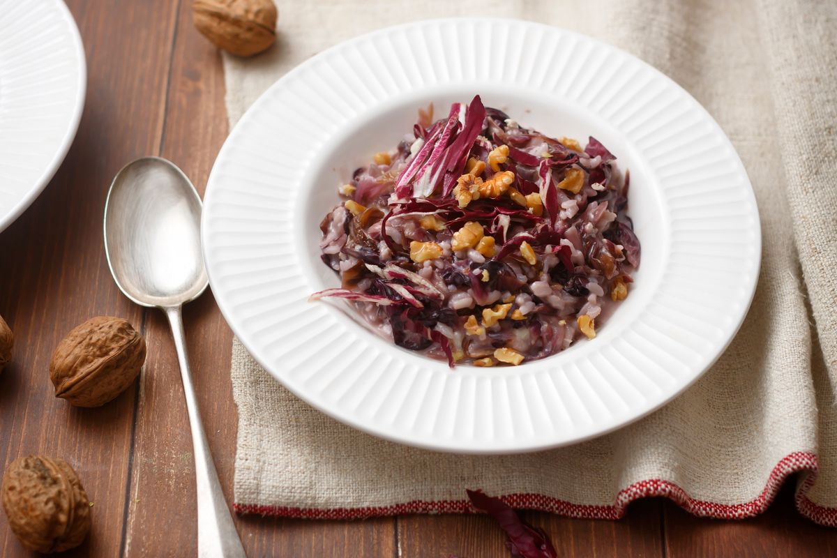 Risotto radicchio, gorgonzola e noci