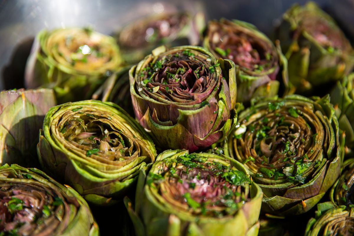 Grilled artichokes