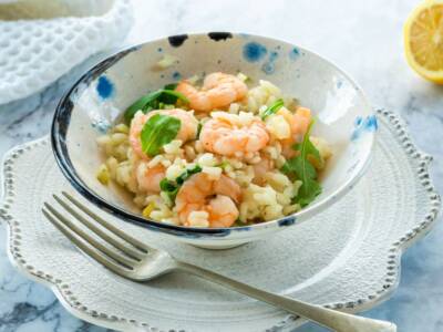 Risotto con gamberetti e rucola