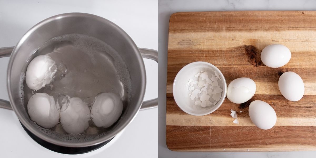 Boil eggs and peel