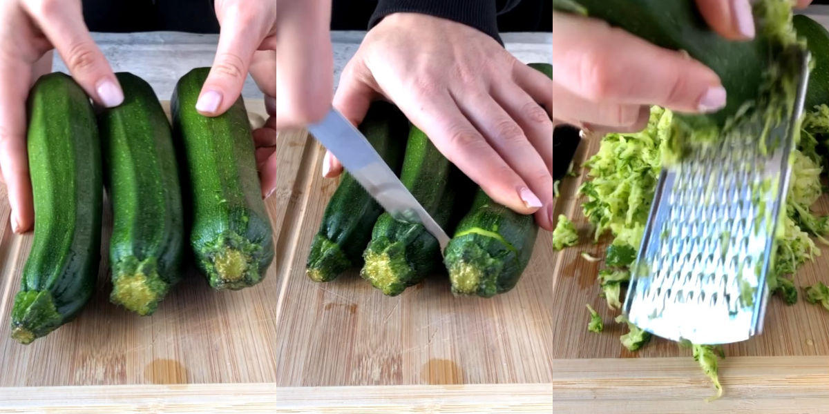 Clean and grate zucchini