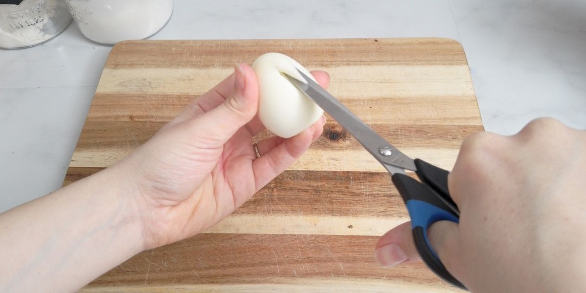 Cut ears into boiled egg