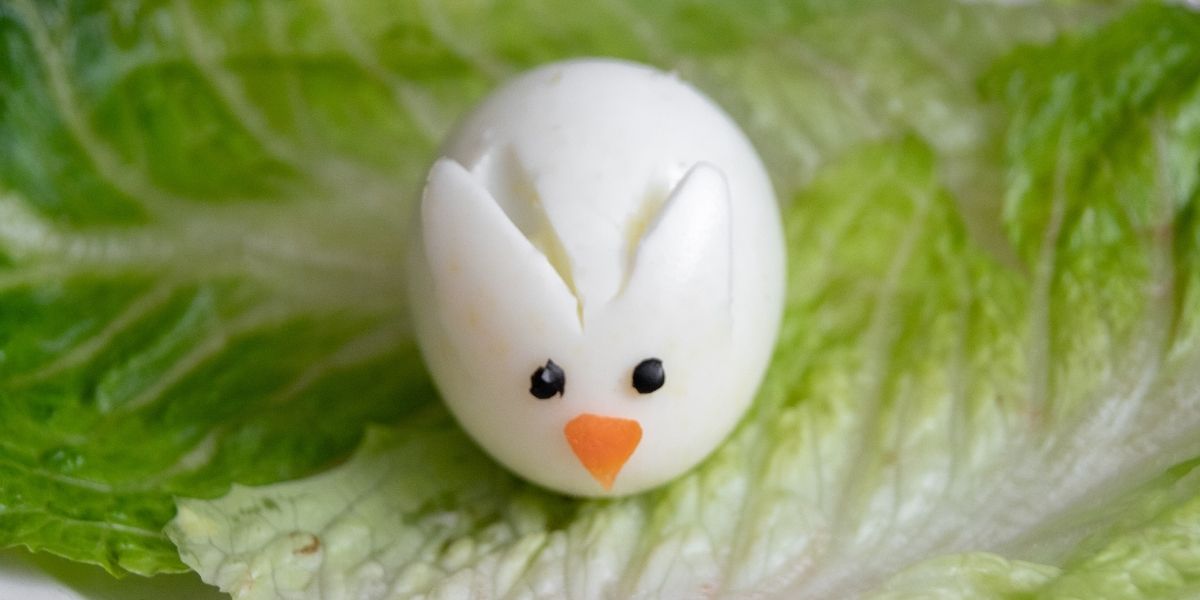 Boiled egg in the shape of a rabbit