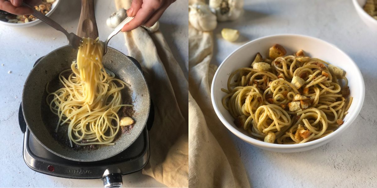 Add pasta and serve