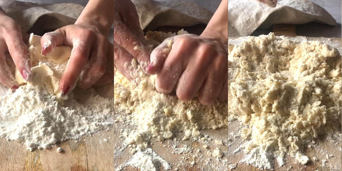 Quickly knead for sandy compound