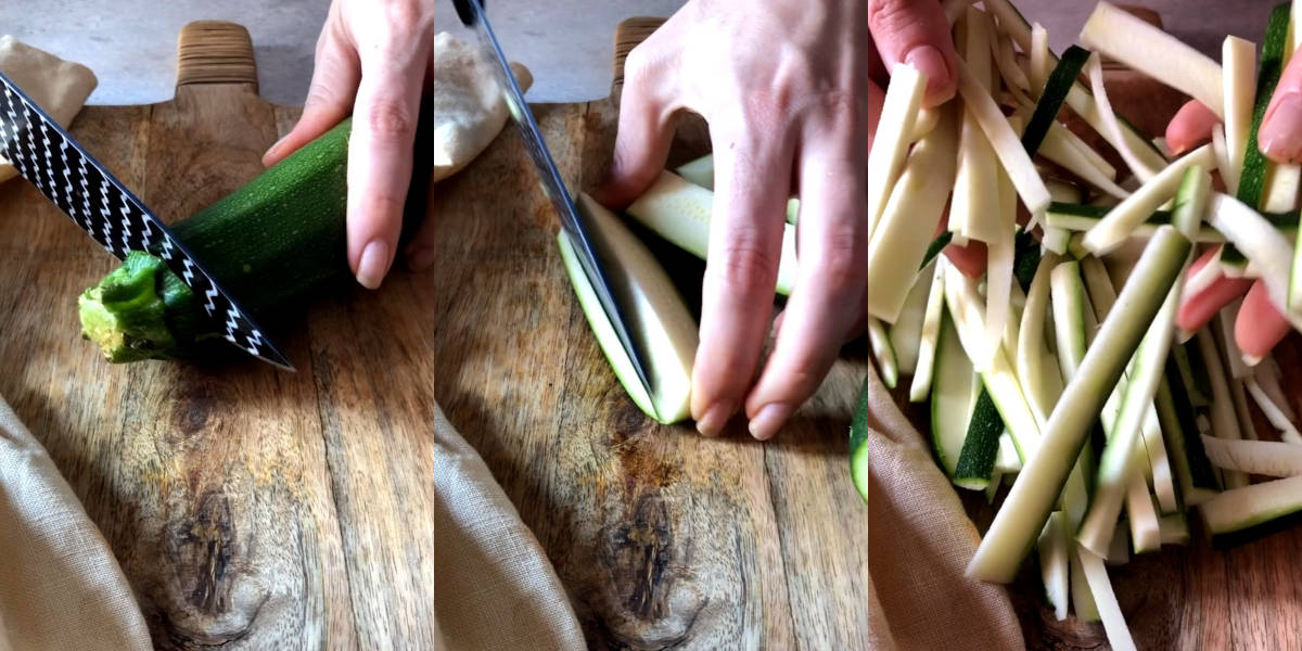 Wash and cut the courgettes