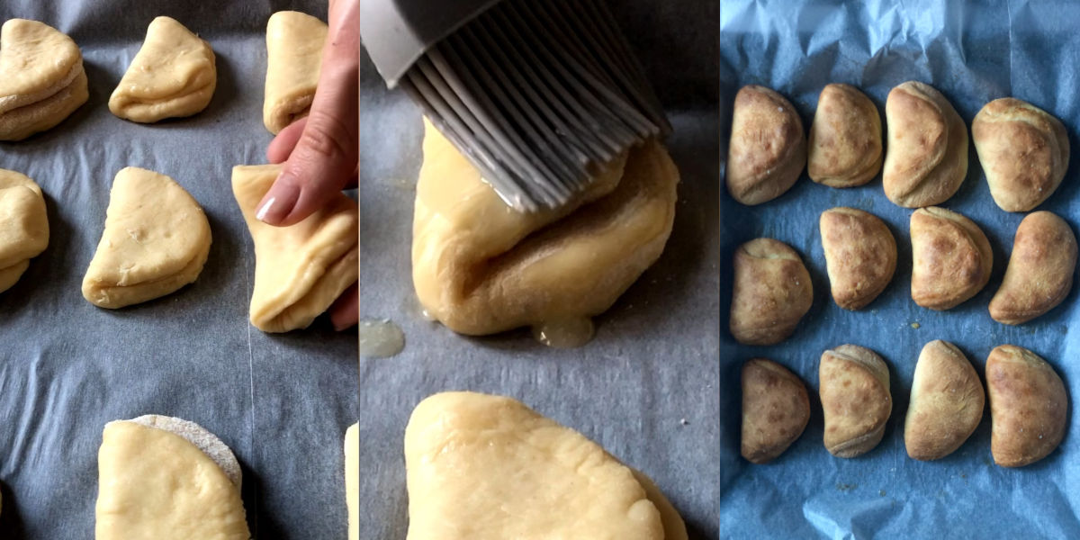 Parker house roll before and after cooking