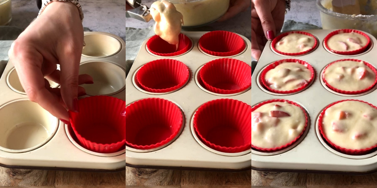 Fill molds with dough