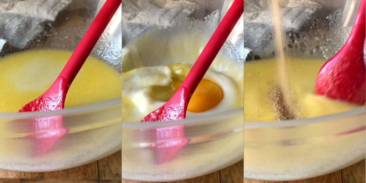 Combine egg, salt and yeast and mix