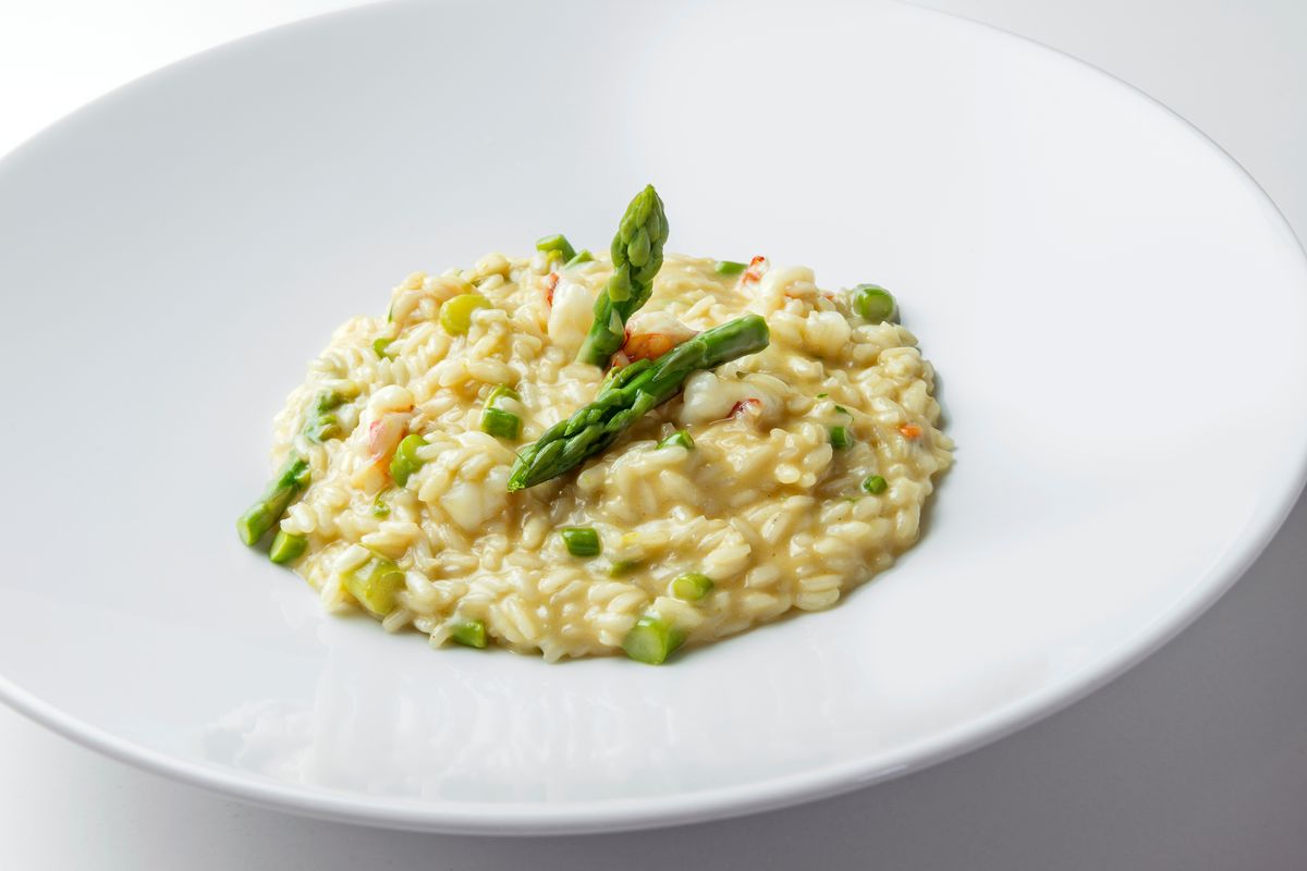 Asparagus and shrimp risotto