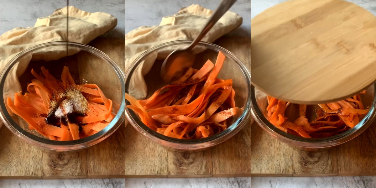 Condire le carote e lasciar riposare in frigo
