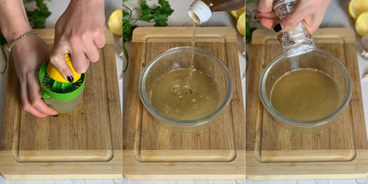 Emulsione con limone, aceto e sale