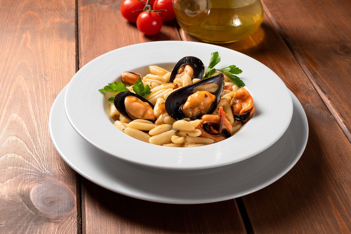 cavatelli with seafood