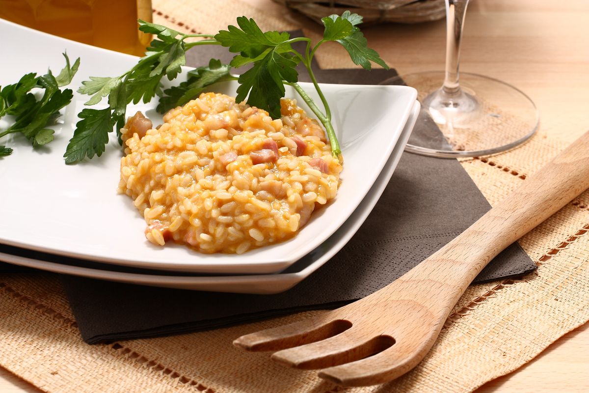 Risotto with beer and speck