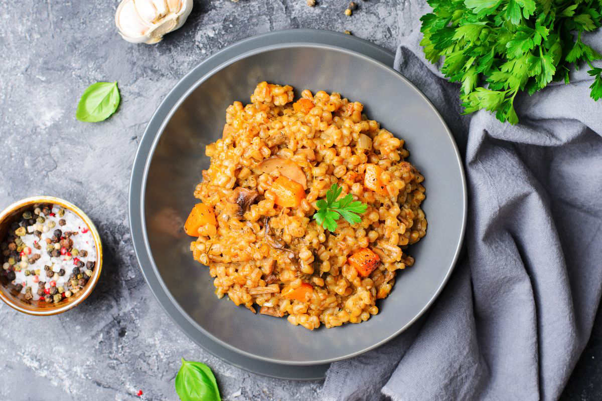 pumpkin and mushroom risotto