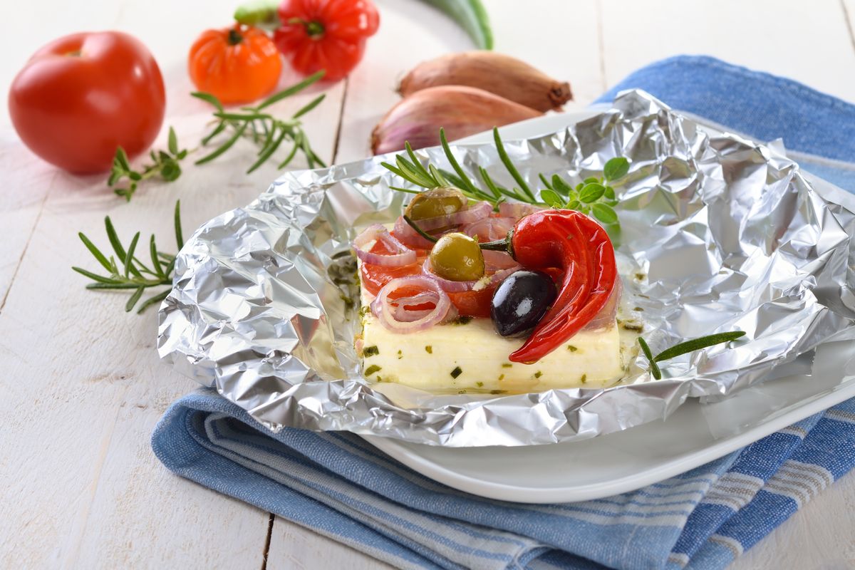 Feta baked in foil