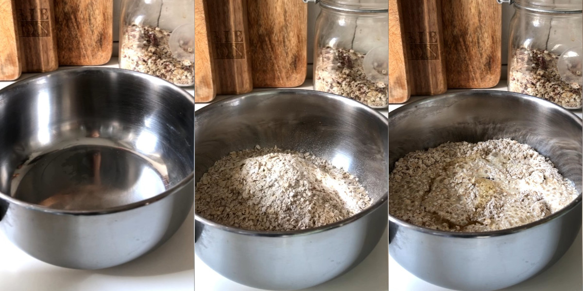 Ingredients for porridge in a saucepan