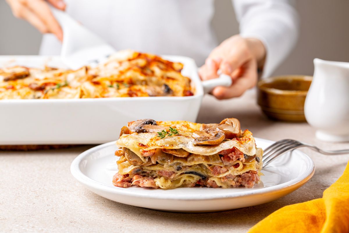 mushroom and sausage lasagna