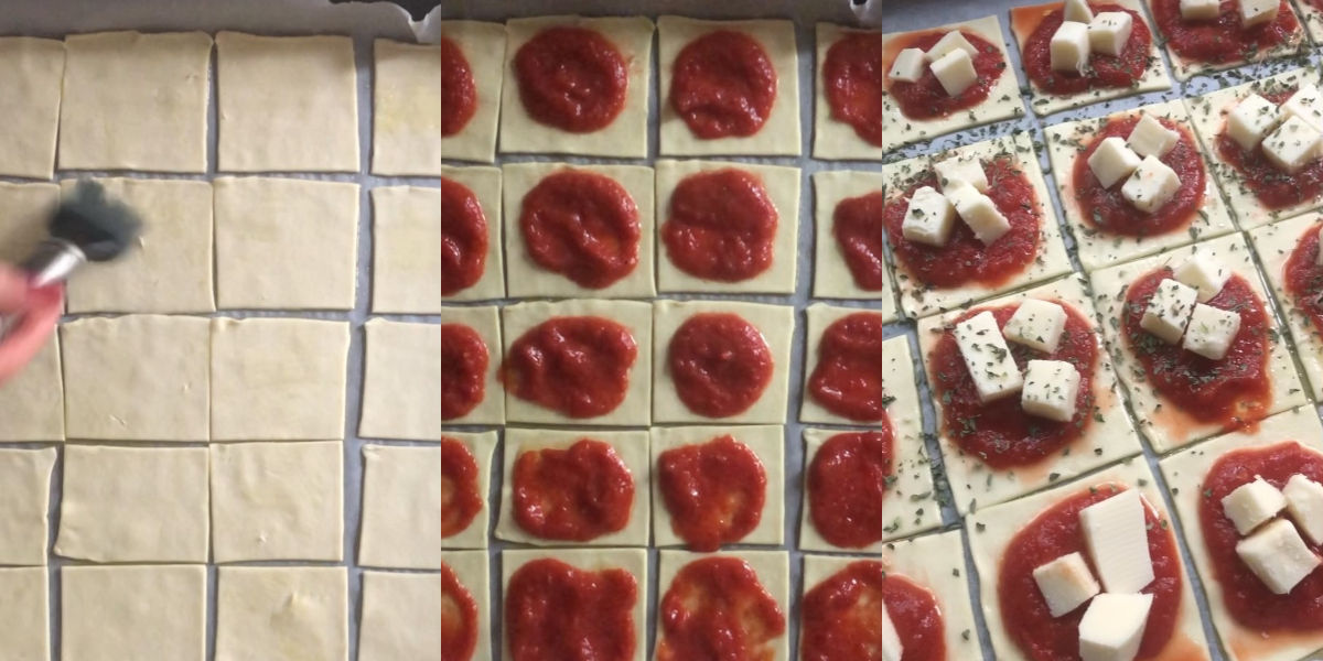 Season puff pastry pizzas