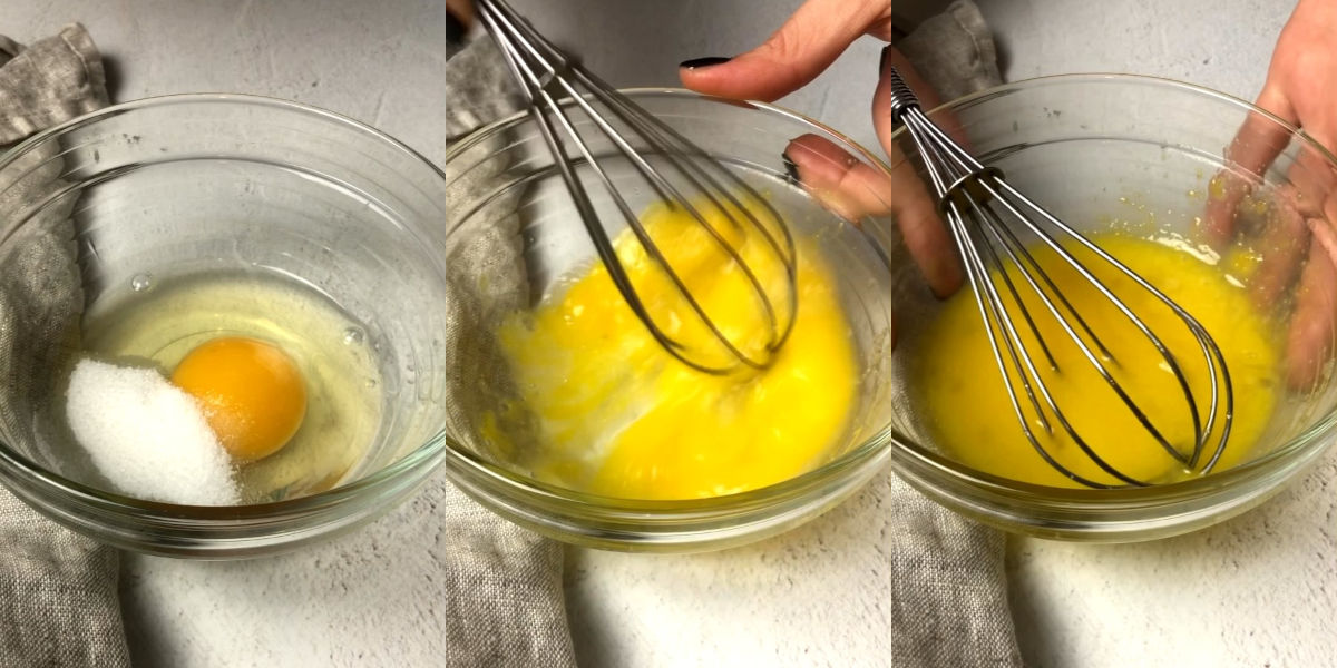 Mescolare uova e zucchero per mug cake