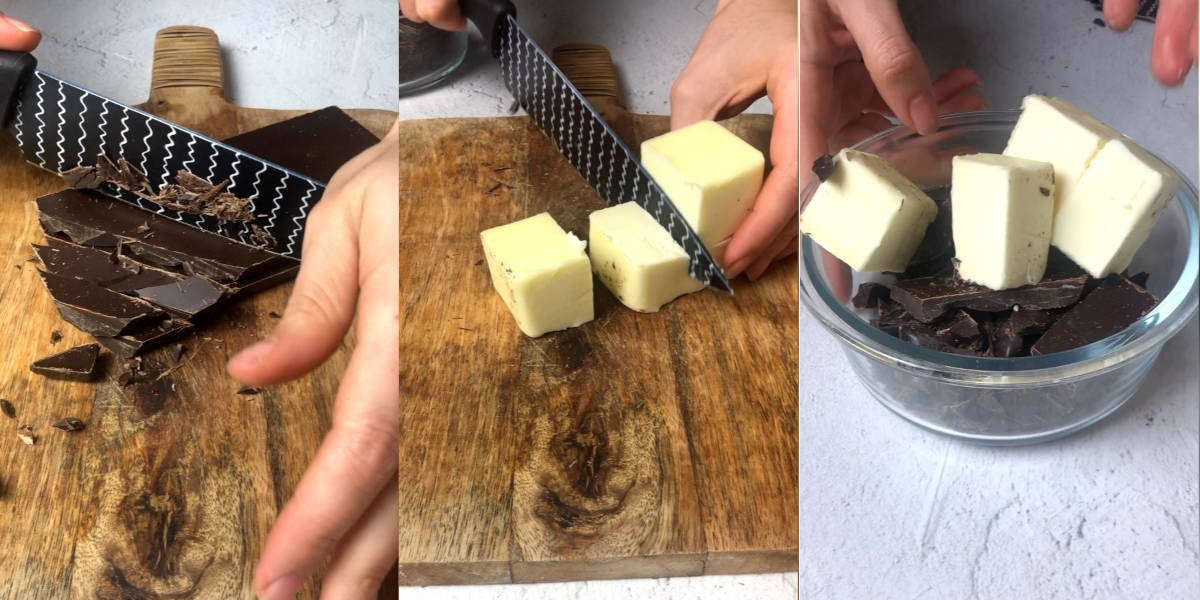 Cut chocolate and butter