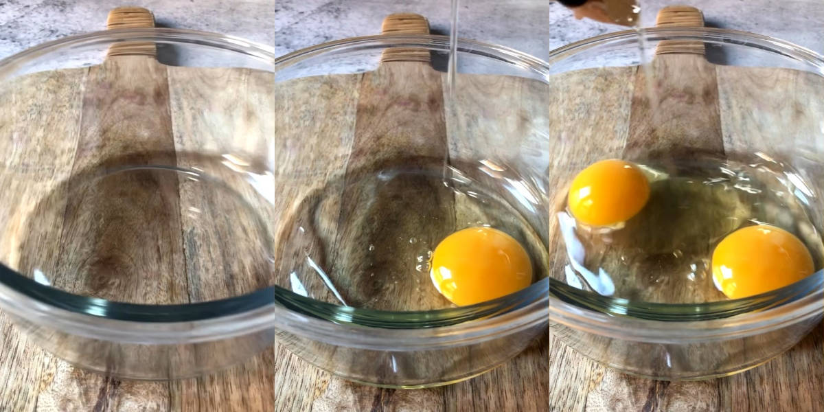 Versare le uova in una ciotola