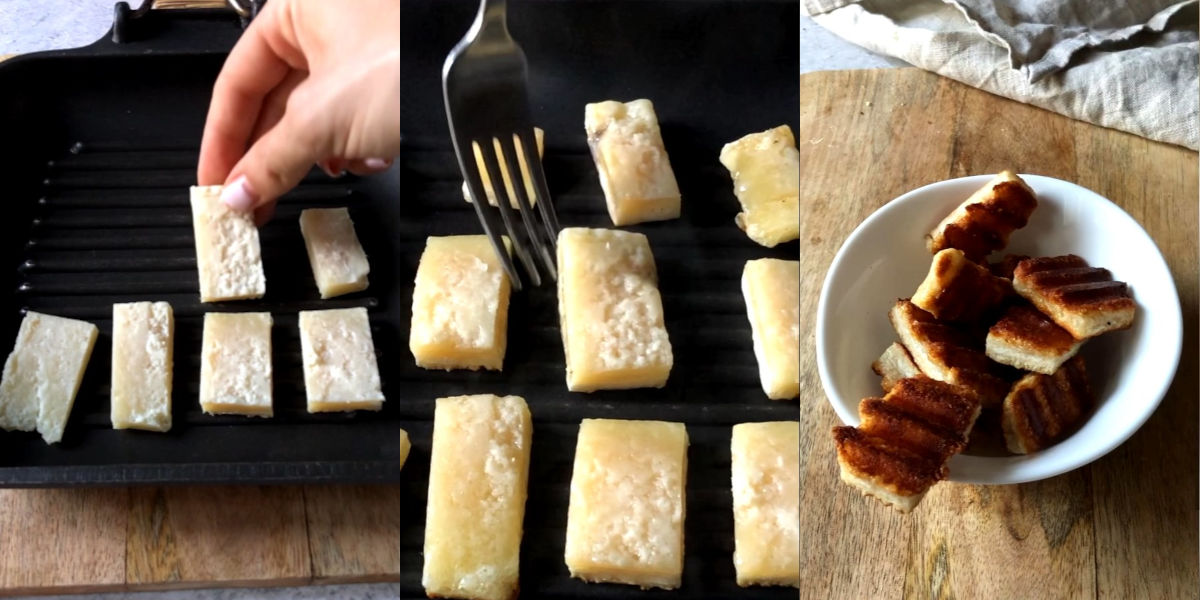 Croste di formaggio sulla piastra