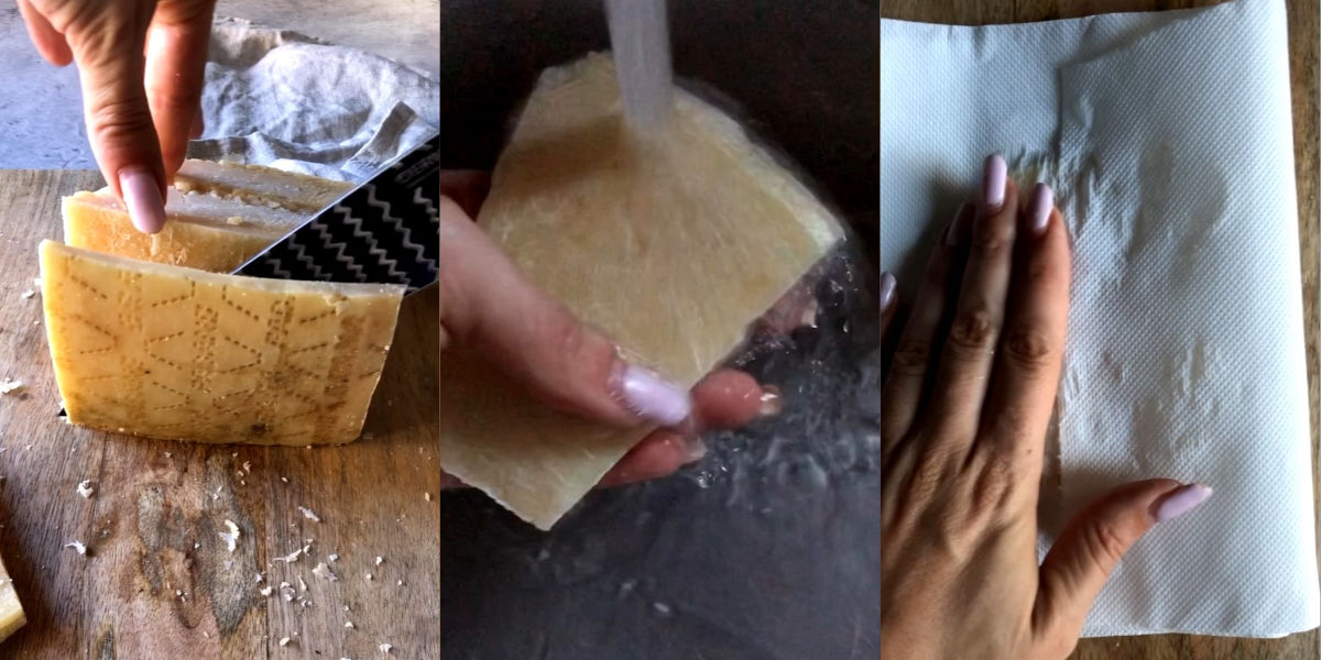 Lavare e asciugare croste di formaggio