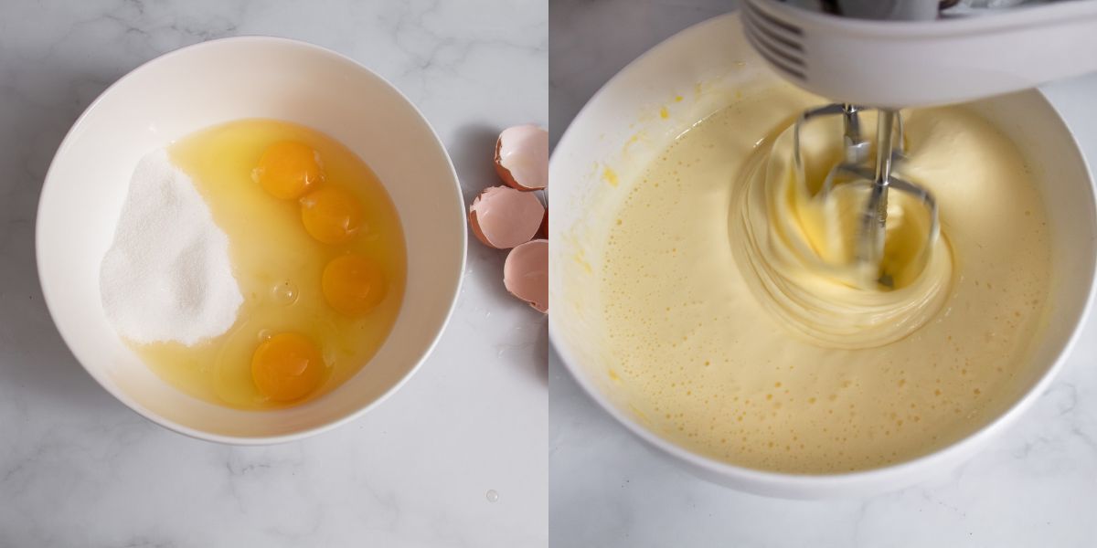 Beat eggs and sugar