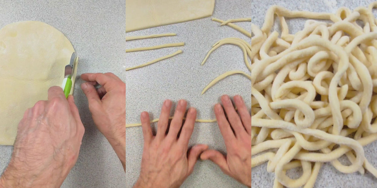 Making pici cacio e pepe pasta