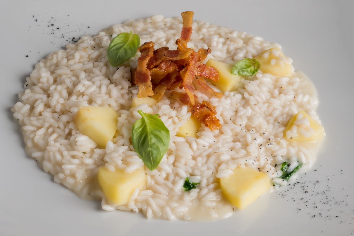 Apple and speck risotto