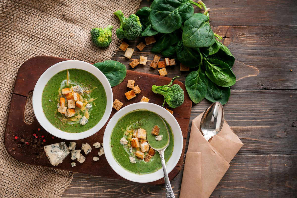 spinach poured soup