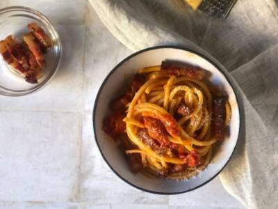 Pasta all’amatriciana con foto e video per prepararla