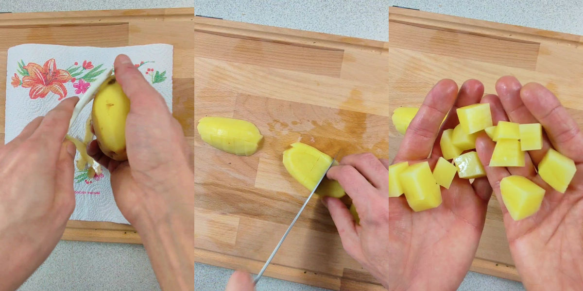 Cut potatoes into cubes