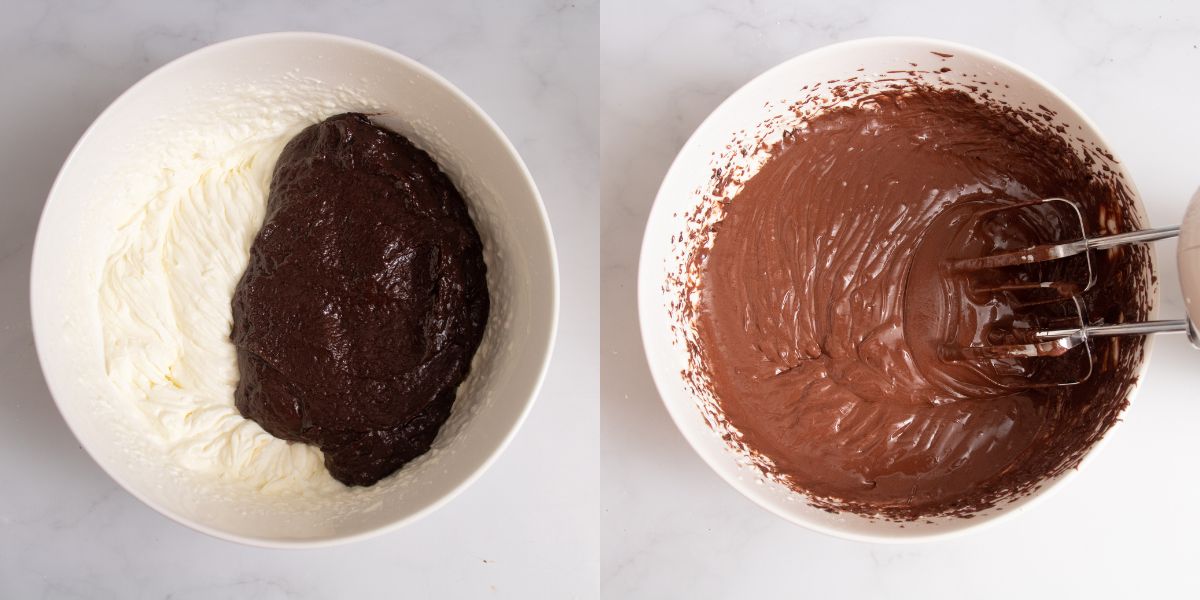 Unire il cioccolato fuso alla panna montata
