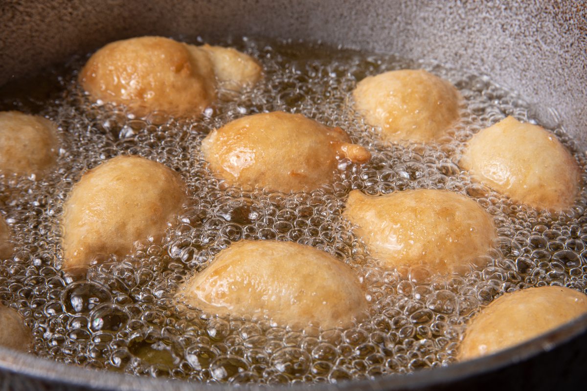 Puffy dough balls fried in oil