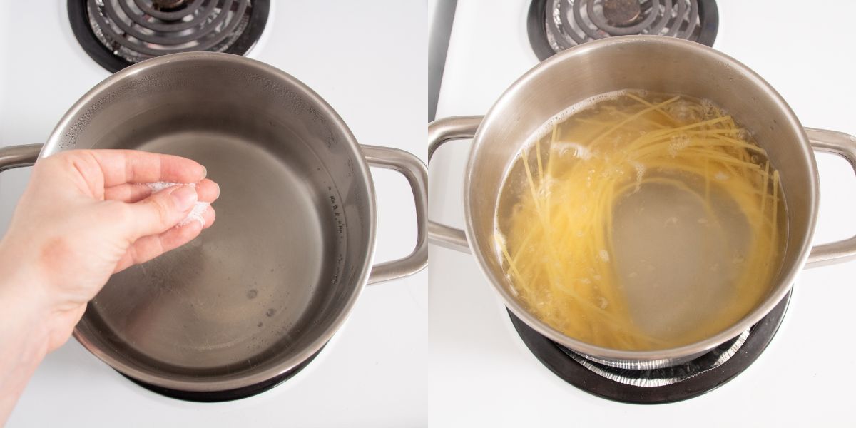 Cook pasta for cacio e pepe