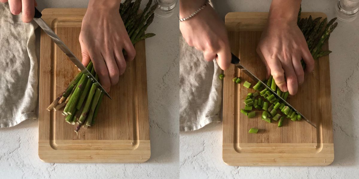 Clean and cut asparagus