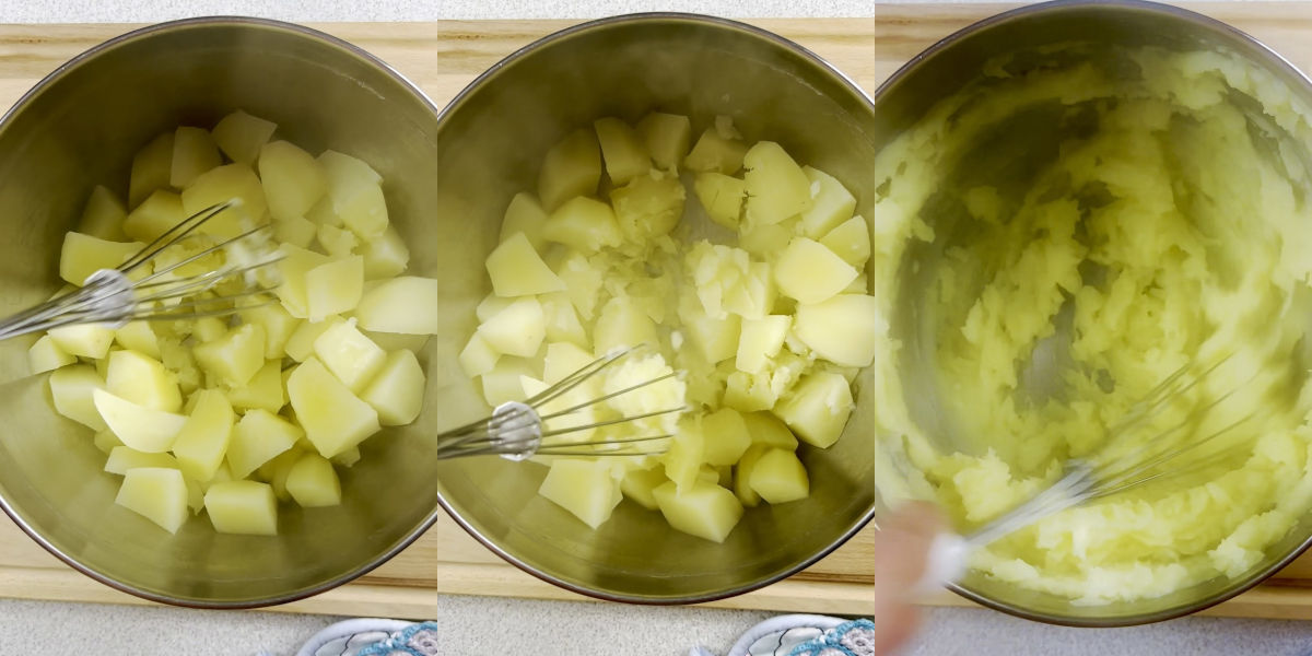 Mashing potatoes for gateau