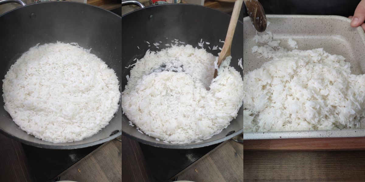 Drain basmati rice