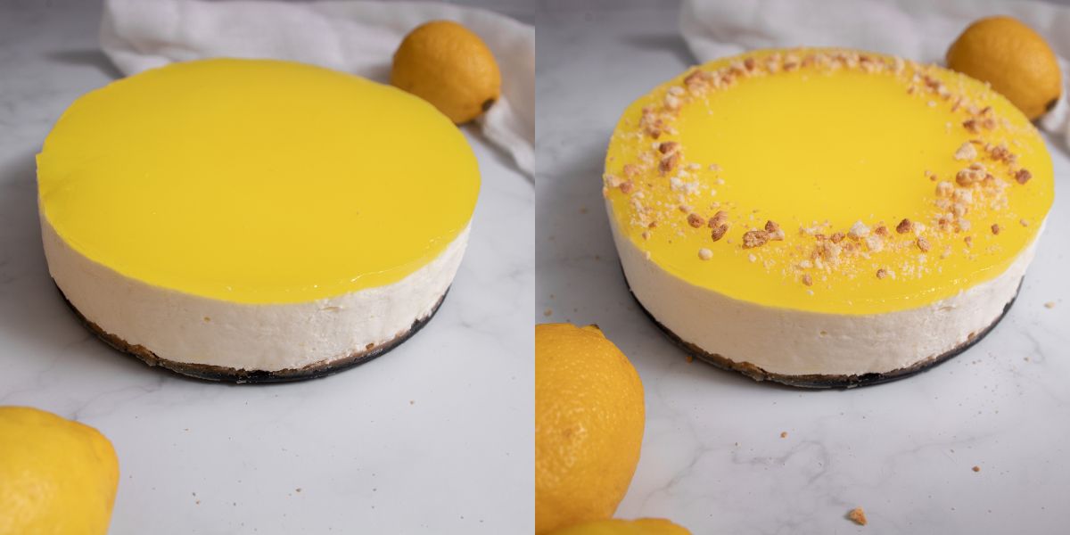 Decorate lemon cheesecake ready