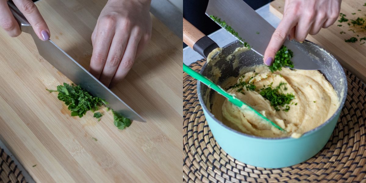 Add the parsley to the dough