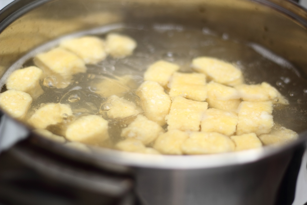 Gnocchi being cooked