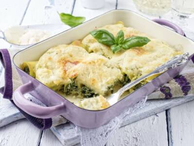 Lasagne con ricotta e spinaci in friggitrice ad aria