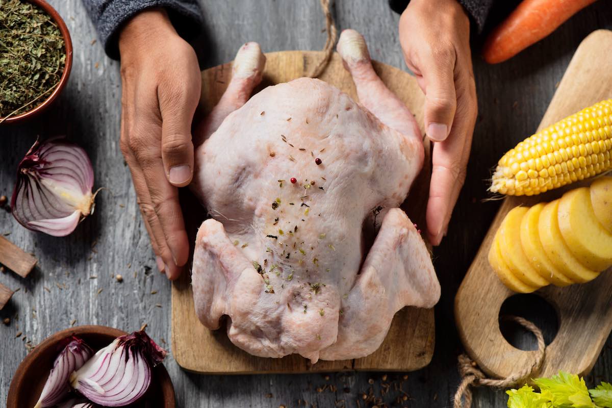 Preparation of stuffed turkey