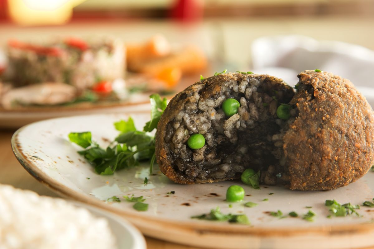 arancini with cuttlefish ink