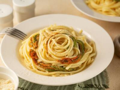 pasta fiori di zucca e alici