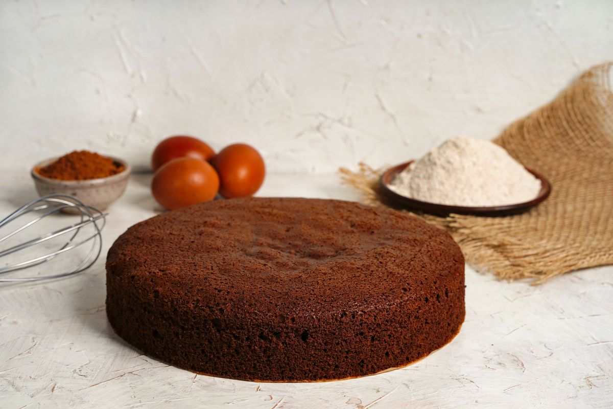 chocolate cake in the pan