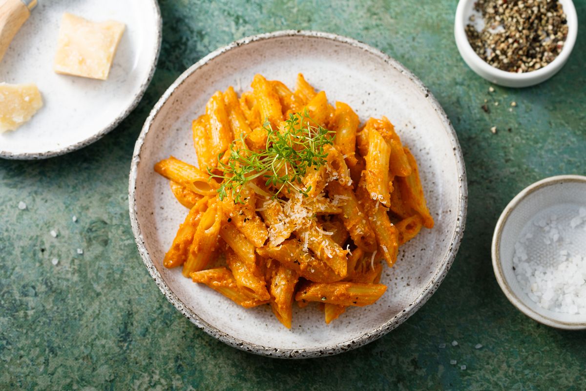 pasta con crema di peperoni