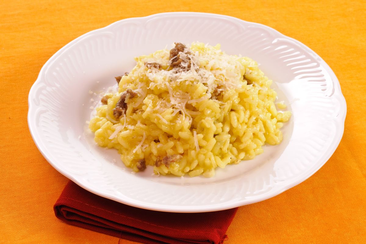 Sausage and saffron risotto